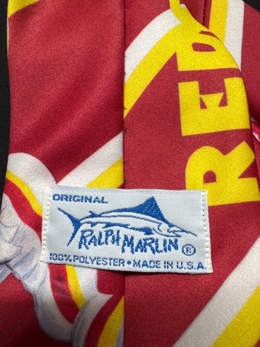 Ralph Marlin Washington Block and Play Football Tie 1990 Vintage Red Yellow Fan - Picture 2 of 5